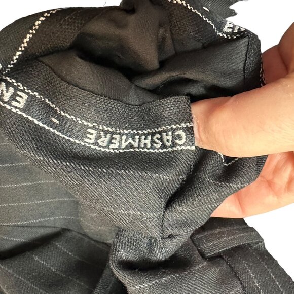 Mens Trousers England Tasmanian Wool Cashmere Black Pinstripe Pants Work - Picture 15 of 16